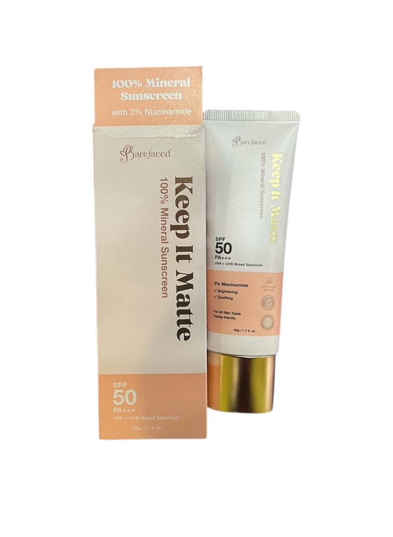 barefaced keep it matte sunscreen spf50